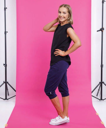 Homelee 3/4 Pants - Evening Blue w White X